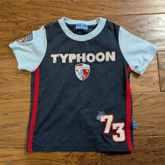 VTG Y2K B-9 Jeans Typhoon Rugby Crewneck Shirt Boys sz 4 Skater Grunge - Picture 1 of 8